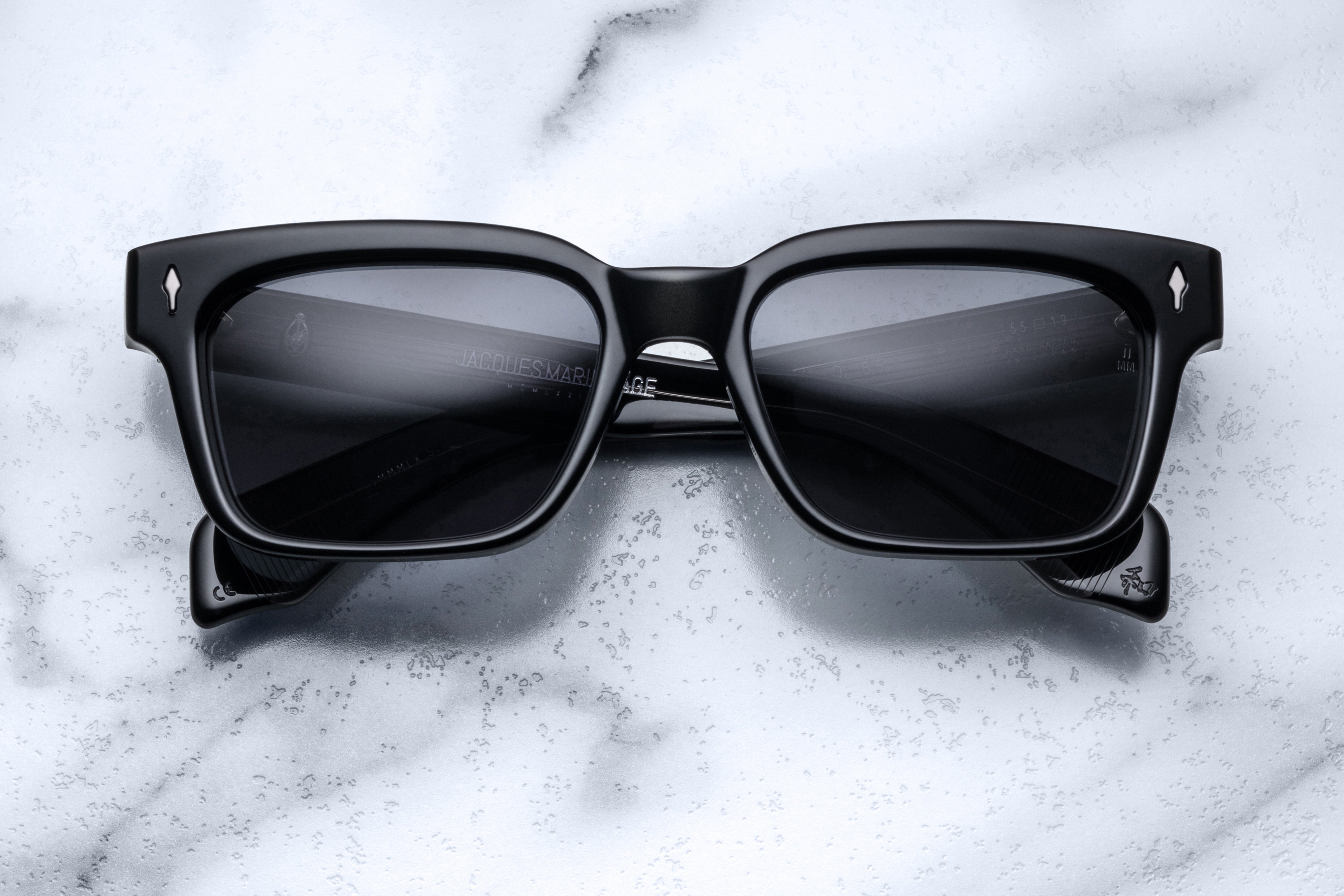 Jacques Marie Mage MOLINO 55 sunglasses with round frames and dark lenses, stylish eyewear on a white background.