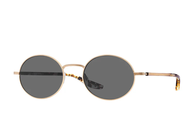 Anamcara gold crystal heroine chic noir sunglasses by Barton Perreira, side view showing sleek frame and dark lenses.