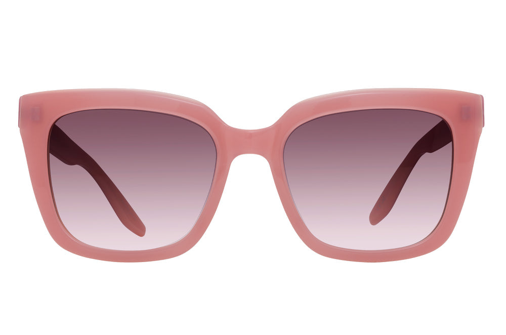 Barton Perreira Bolsha sunglasses with round frames in Bonnaire Sand and Berry Kiss colors, front view.