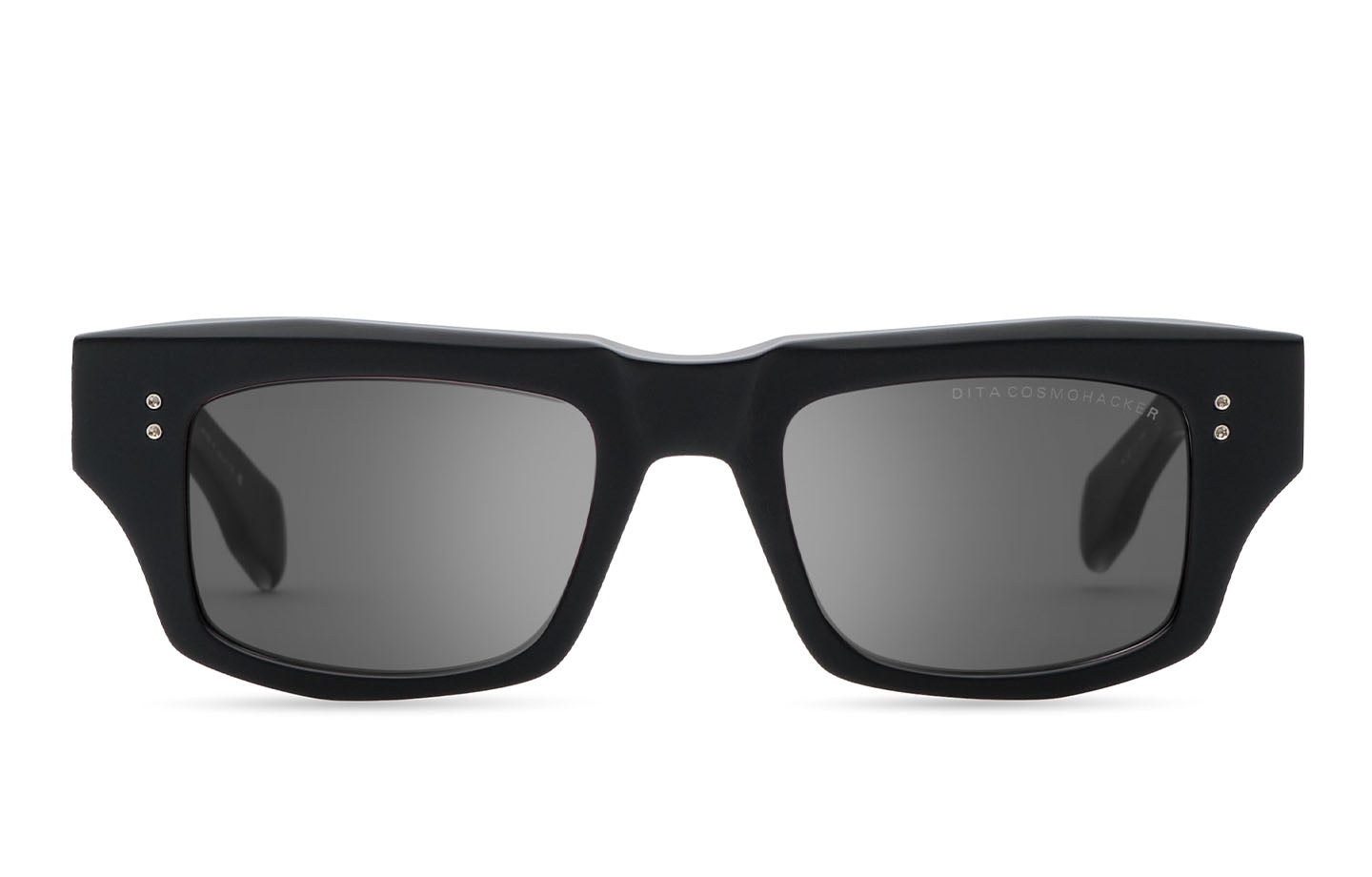 Front view of DITA COSMOHACKER sunglasses with sleek black frame and tinted lenses.