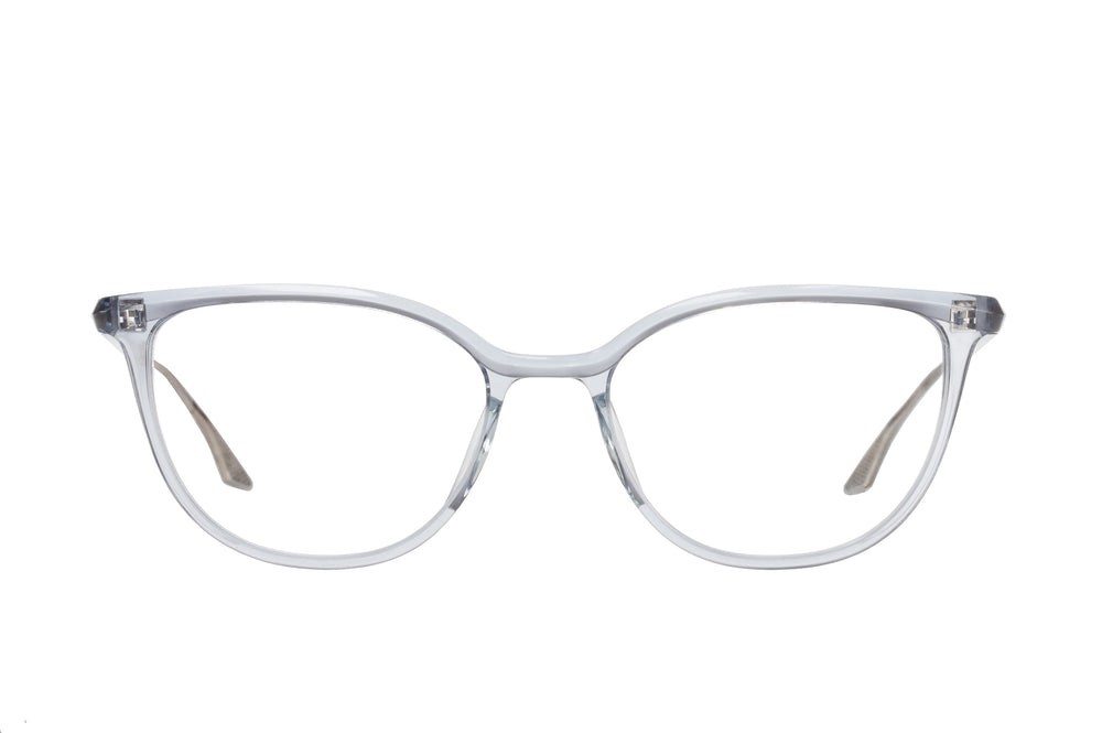 Barton Perreira Dandridge sunglasses with blue smoke lenses and silver frame, front view showing stylish design.