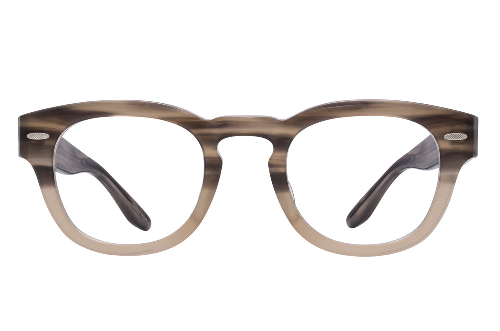 Barton Perreira Demarco sunglasses with silver stonehenge frame and clear lenses, front view showing sleek design.