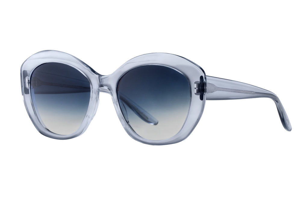 Barton Perreira GALILEA sunglasses with blue smoke and gradient lenses, side view showing sleek frame and stylish design.