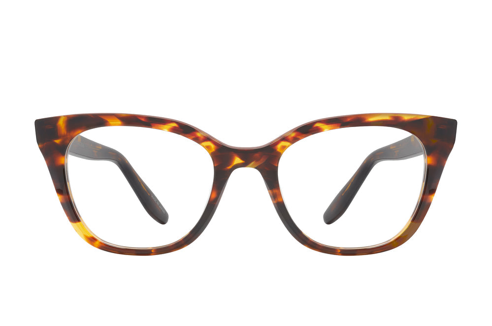 Barton Perreira GINNIE classic tortoise sunglasses with rounded frames and tortoise shell pattern, front view.