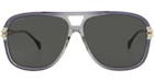 Gucci aviator sunglasses with grey acetate frames, gold accents, and grey lenses featuring GG1105S design details.