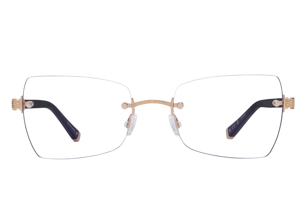 Barton Perreira KIKI sunglasses with black and gold frame, front view showing sleek, modern design and stylish eyewear.