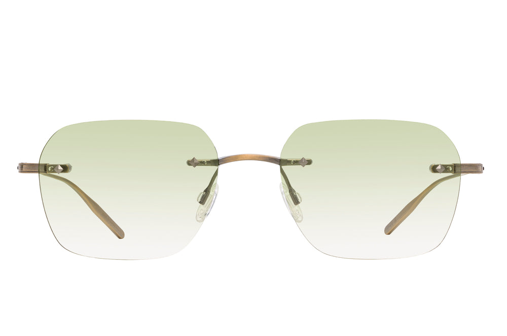 Barton Perreira LOUIE rimless eyeglasses with antique gold and mint-colored front, sleek and stylish eyewear design.