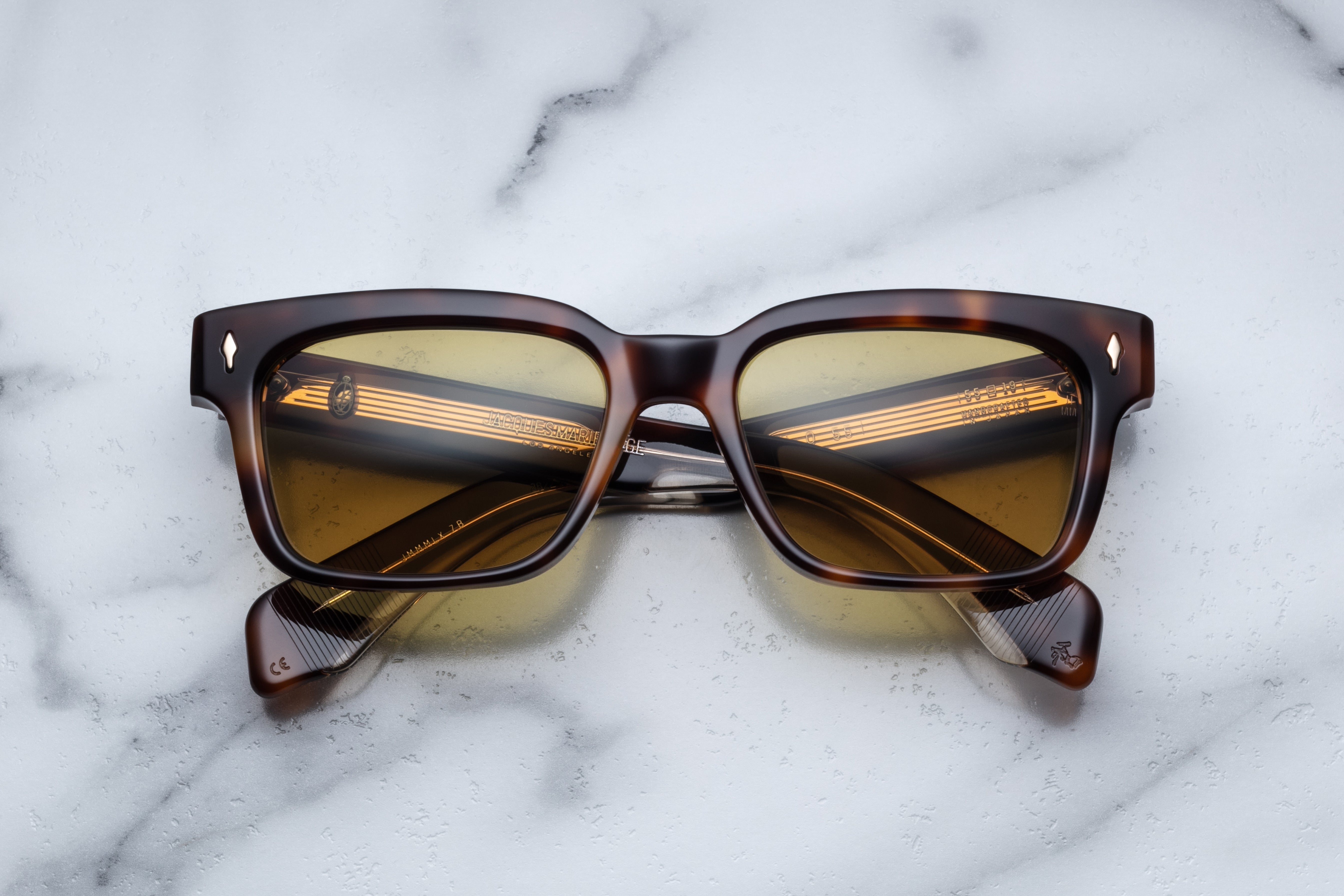 Jacques Marie Mage Molino 55 sunglasses with Havana-colored frames and clear lenses, front view showing stylish design.