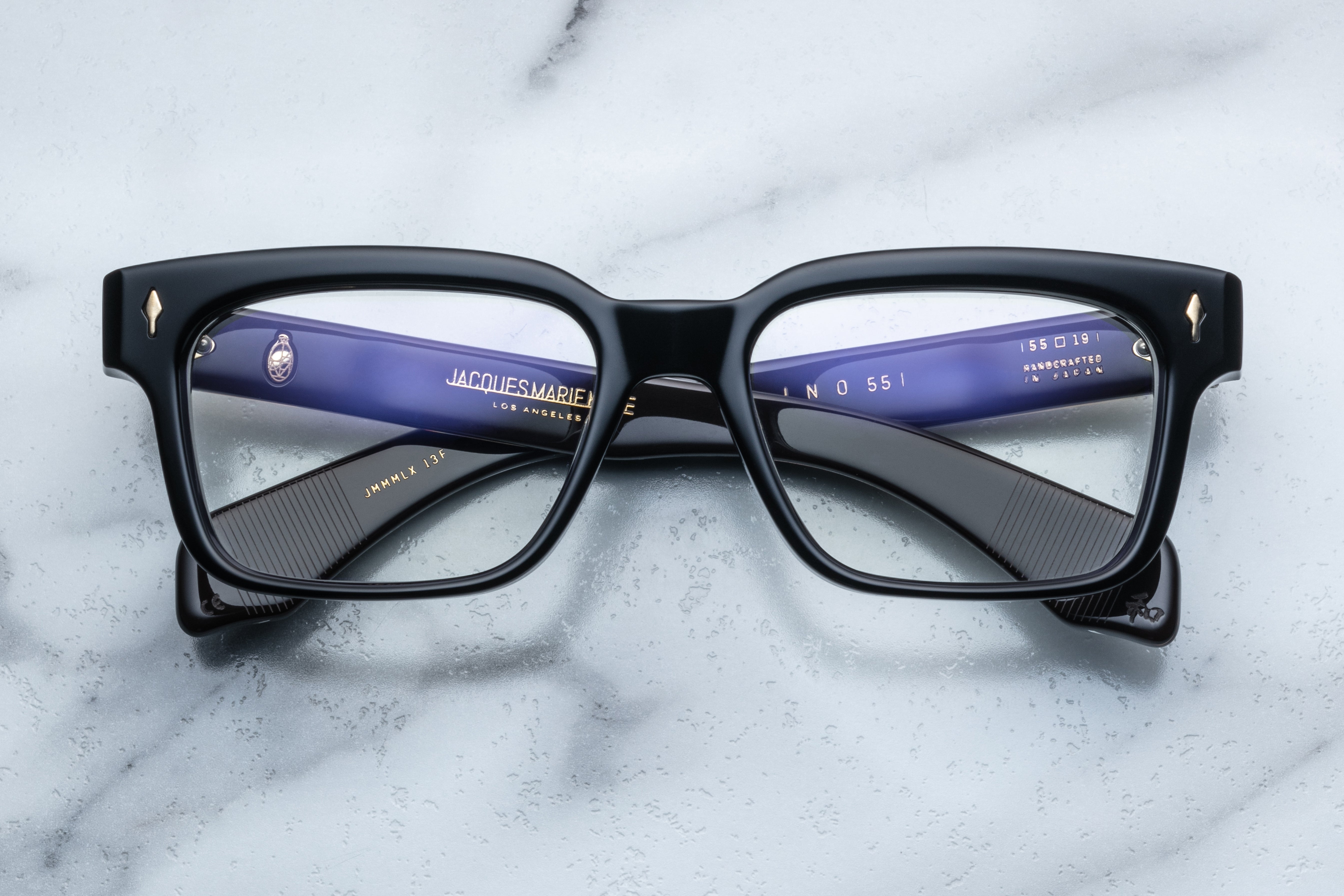 Optical eyewear MOLINO 55 by Jacques Marie Mage with a sleek frame, shown from the front with a cropped close-up view.