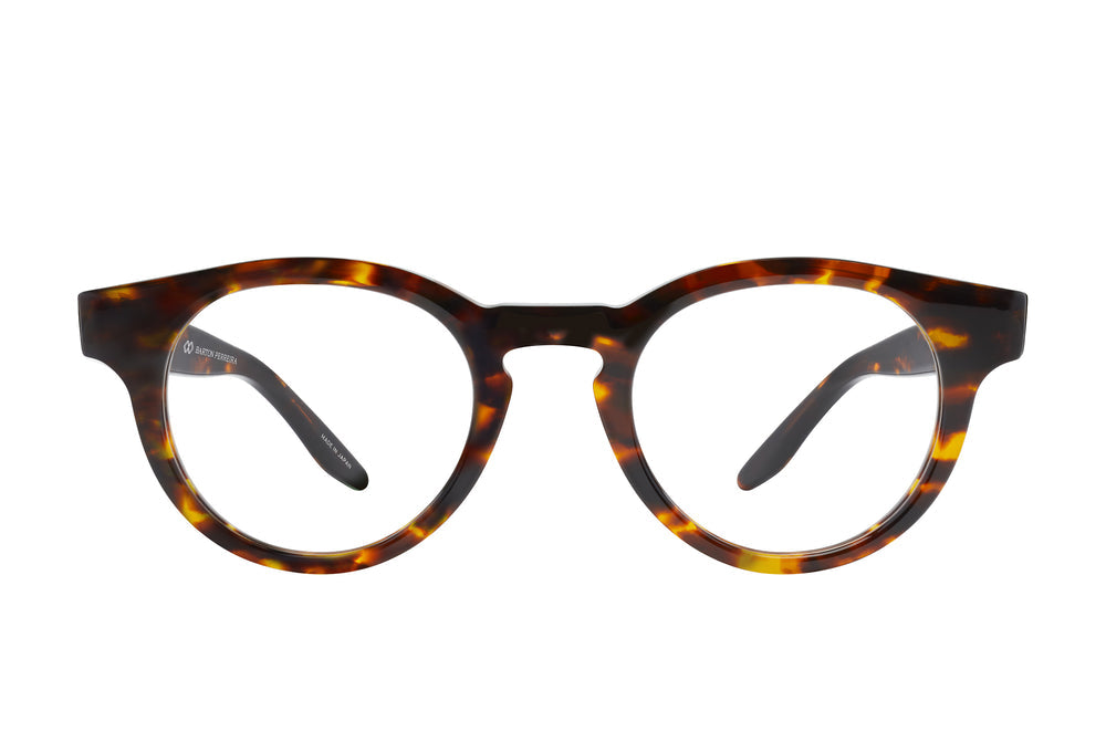 Barton Perreira Oxford glasses with classic tortoise shell frames and clear lenses, front view.