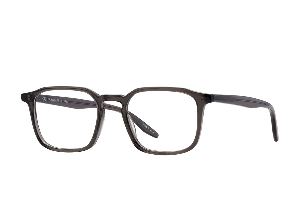 Side view of Raymond Barton Perreira sunglasses with dark tinted lenses and sleek black frames, showcasing modern eyewear style.