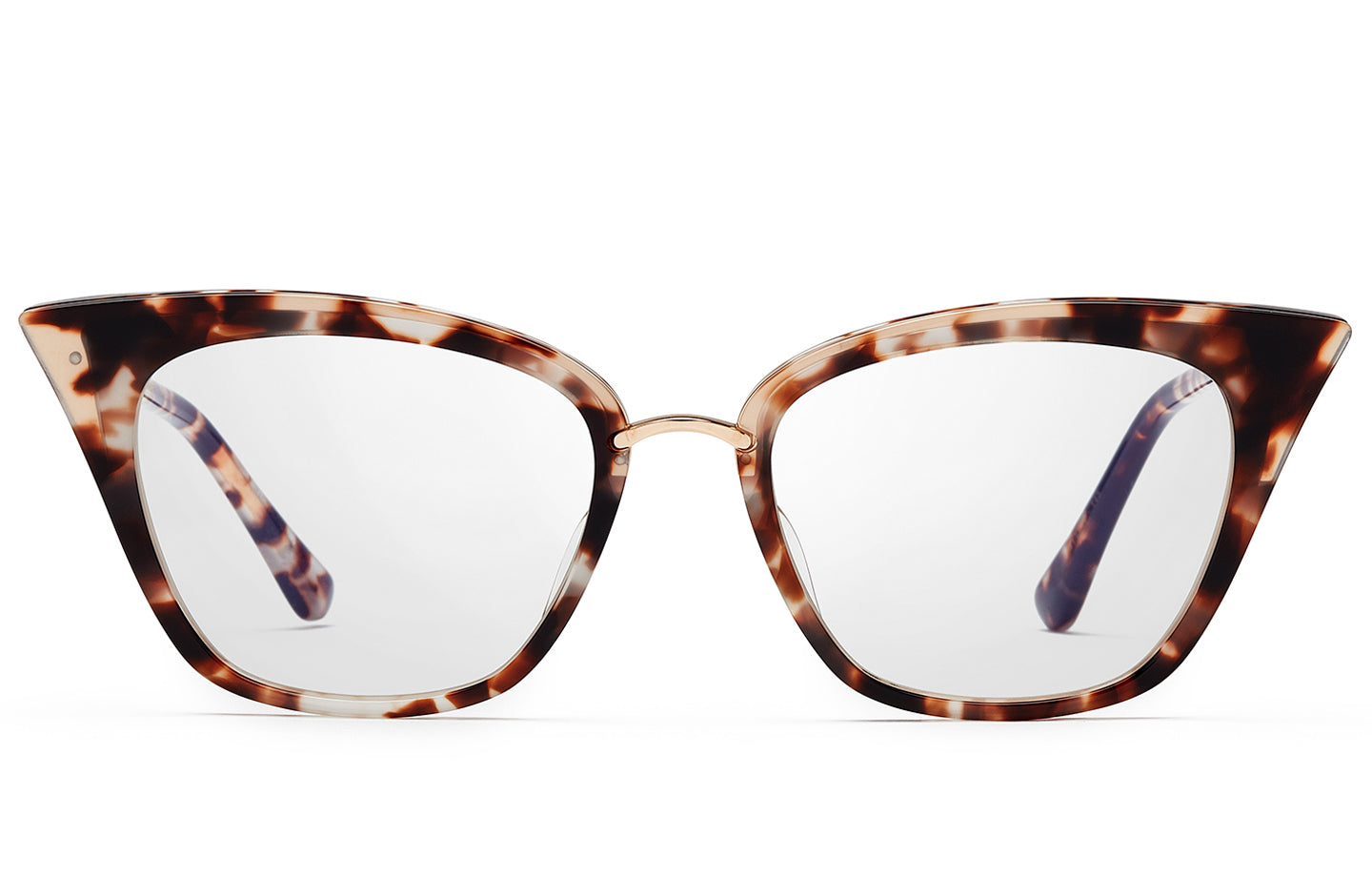 Dita REBELLA sunglasses with gold frame and clear lenses, front view showing stylish design and brand logo.
