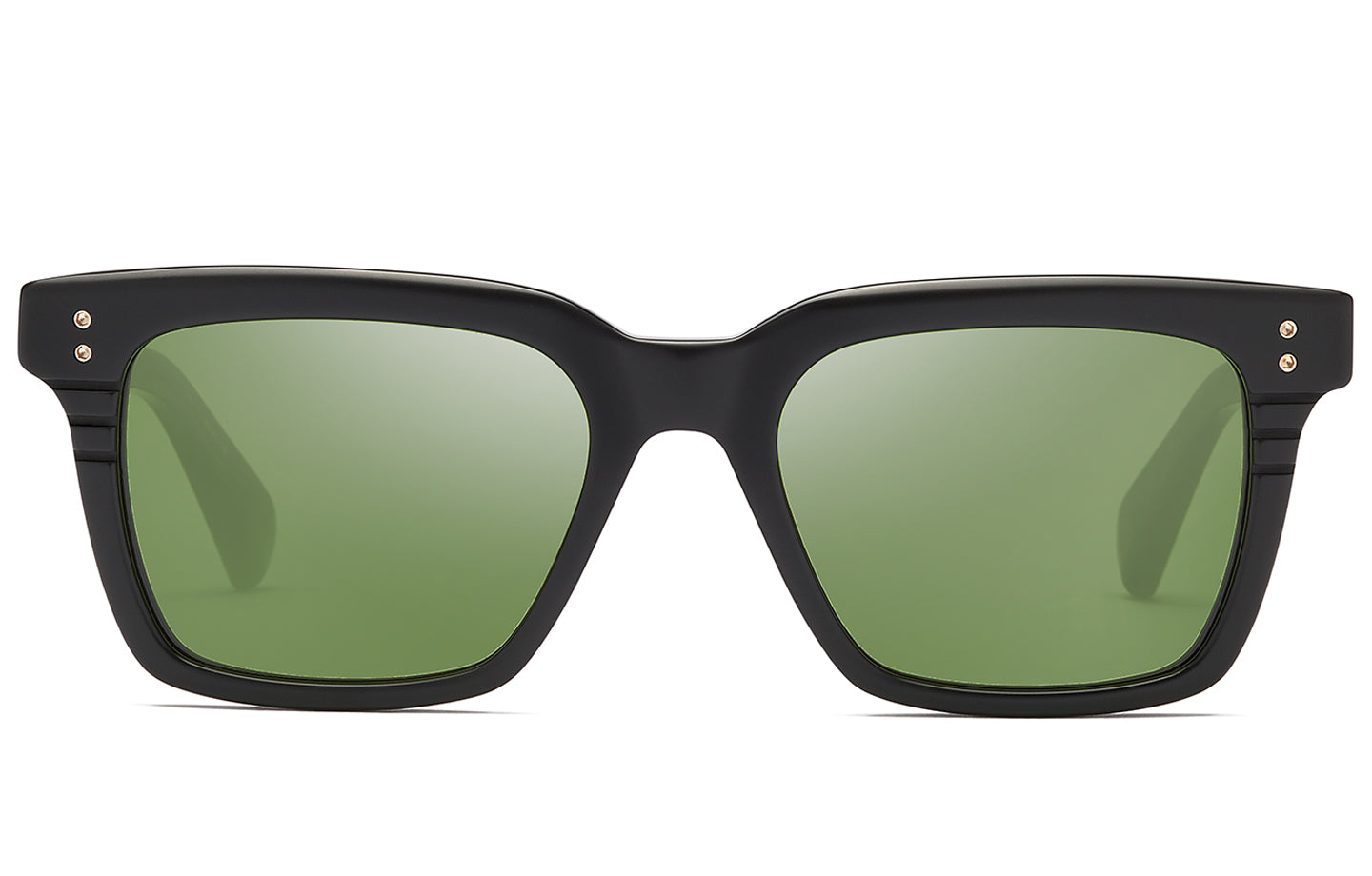 Dita Sequoia sunglasses with black rectangular frames and tinted lenses, front view showing sleek design and modern style.