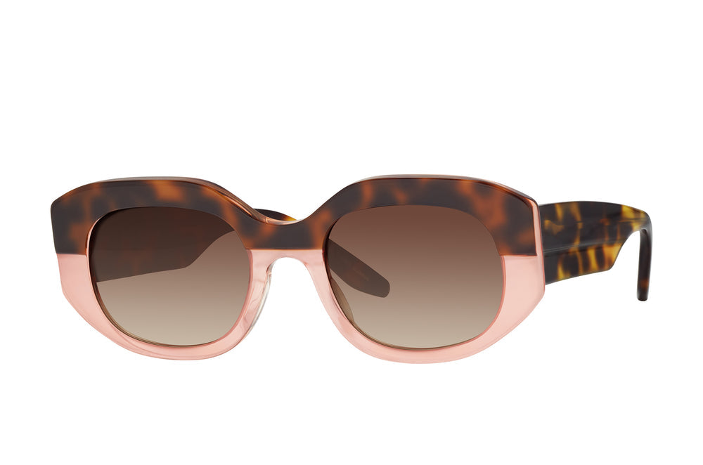 Barton Perreira Sueno sunglasses with smokey topaz and autumn blaze tinted lenses, side view showing stylish frame details.
