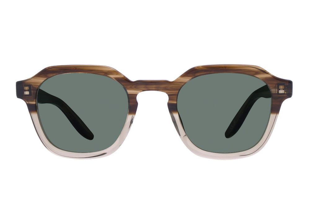Bartoni Perreira Tucker Sun sunglasses with green smoke gradient lenses and Hickory-colored frames, front view.