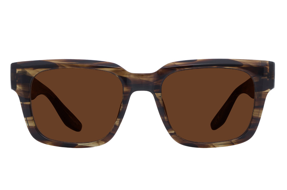 Barton Perreira Zander Sun sunglasses with tortoise shell frame and espresso-colored temples, front view.