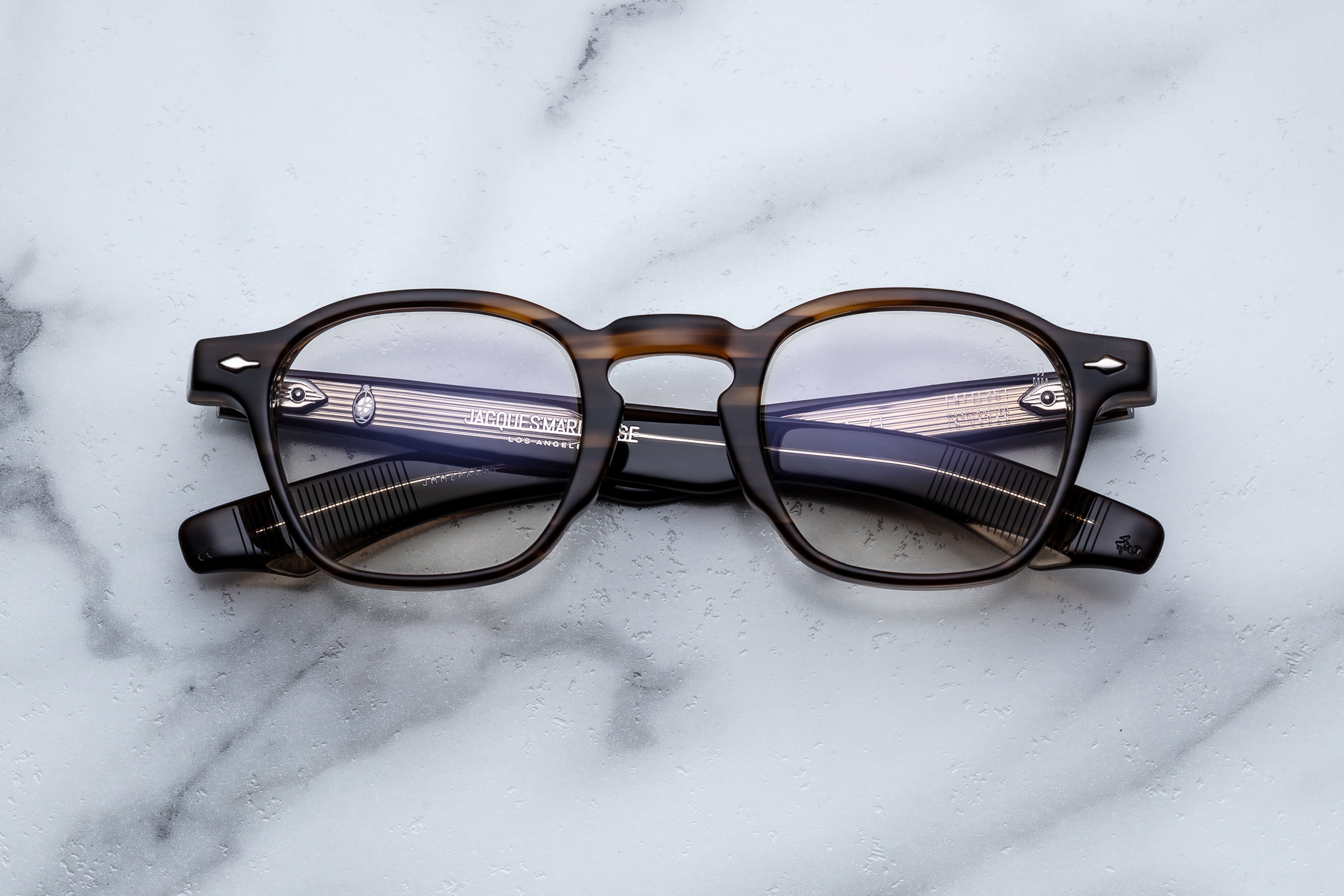 Jacques Marie Mage Zephirin optical glasses with hazel frames and clear lenses, front view showcasing sleek design and craftsmanship.