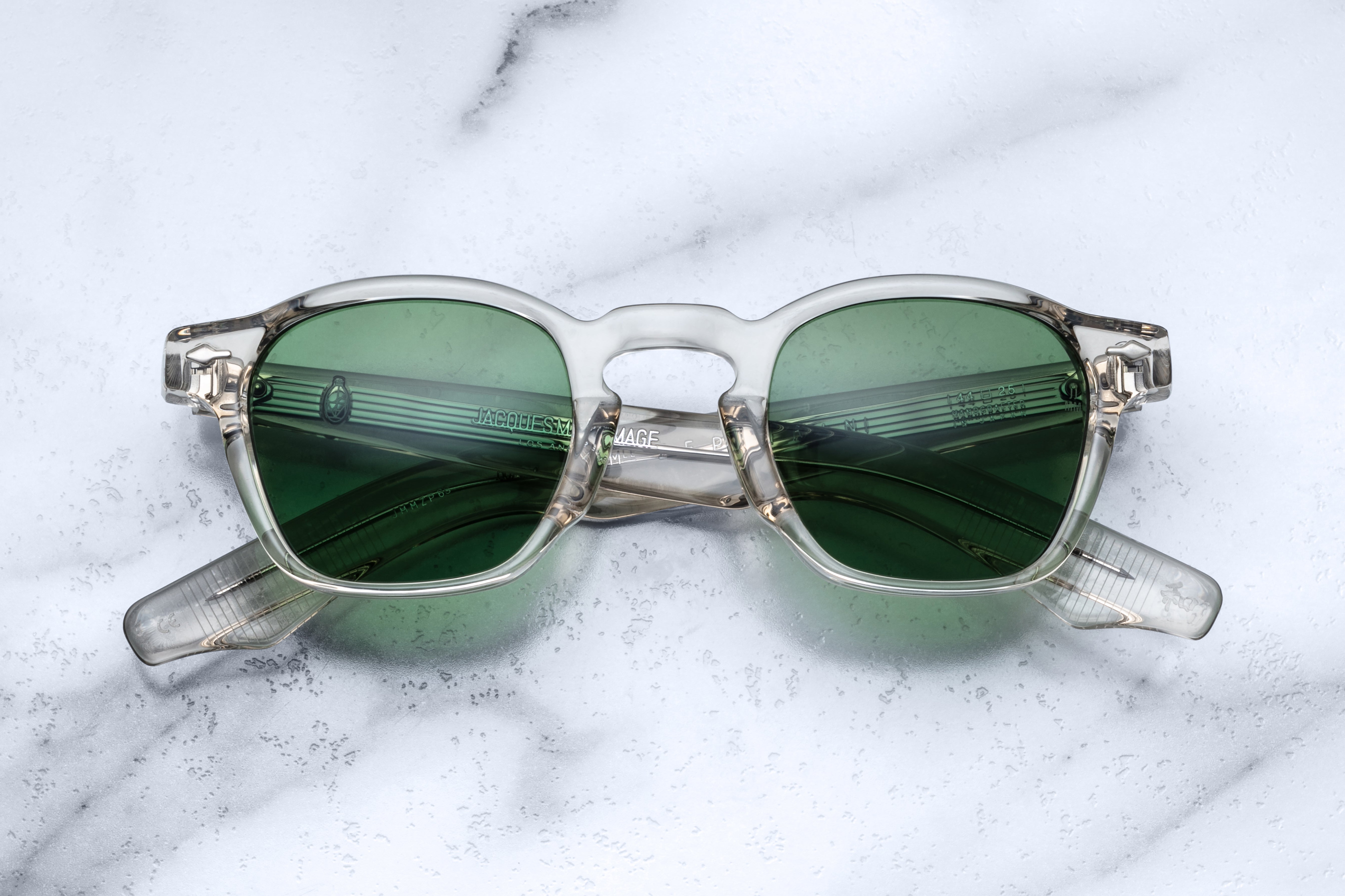 Jacques Marie Mage Zephirin beige sunglasses with round frames and clear lenses, front view showing stylish design.