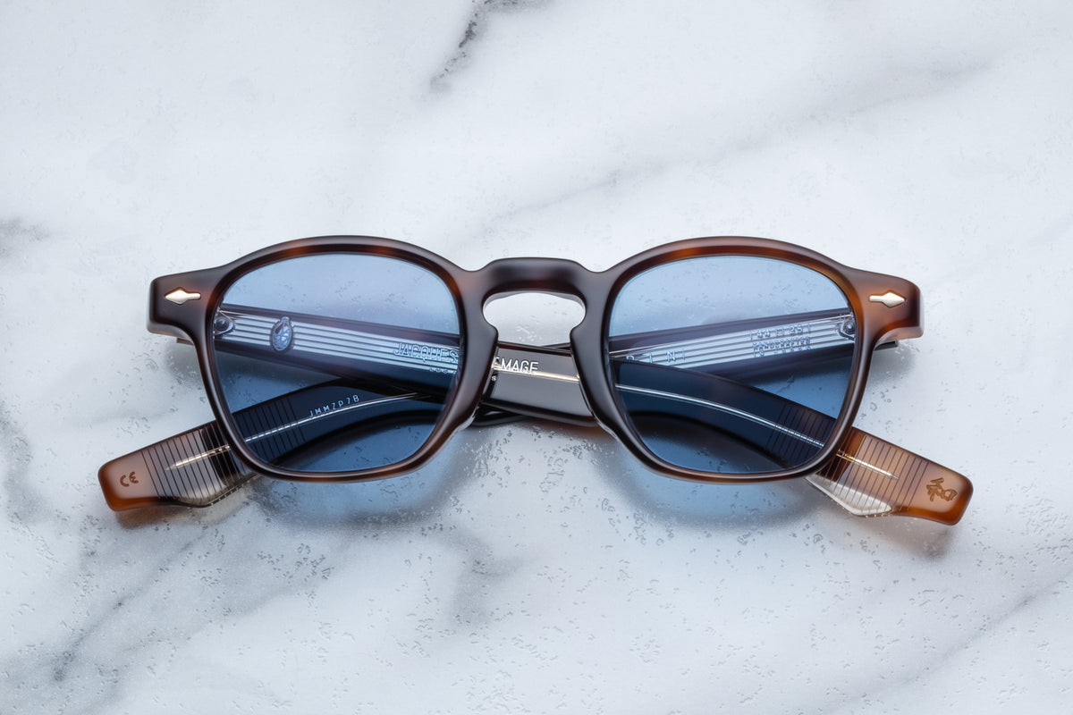 Jacques Marie Mage Zephirin Havana sunglasses with round frames and tinted lenses, featuring a stylish, vintage-inspired design.