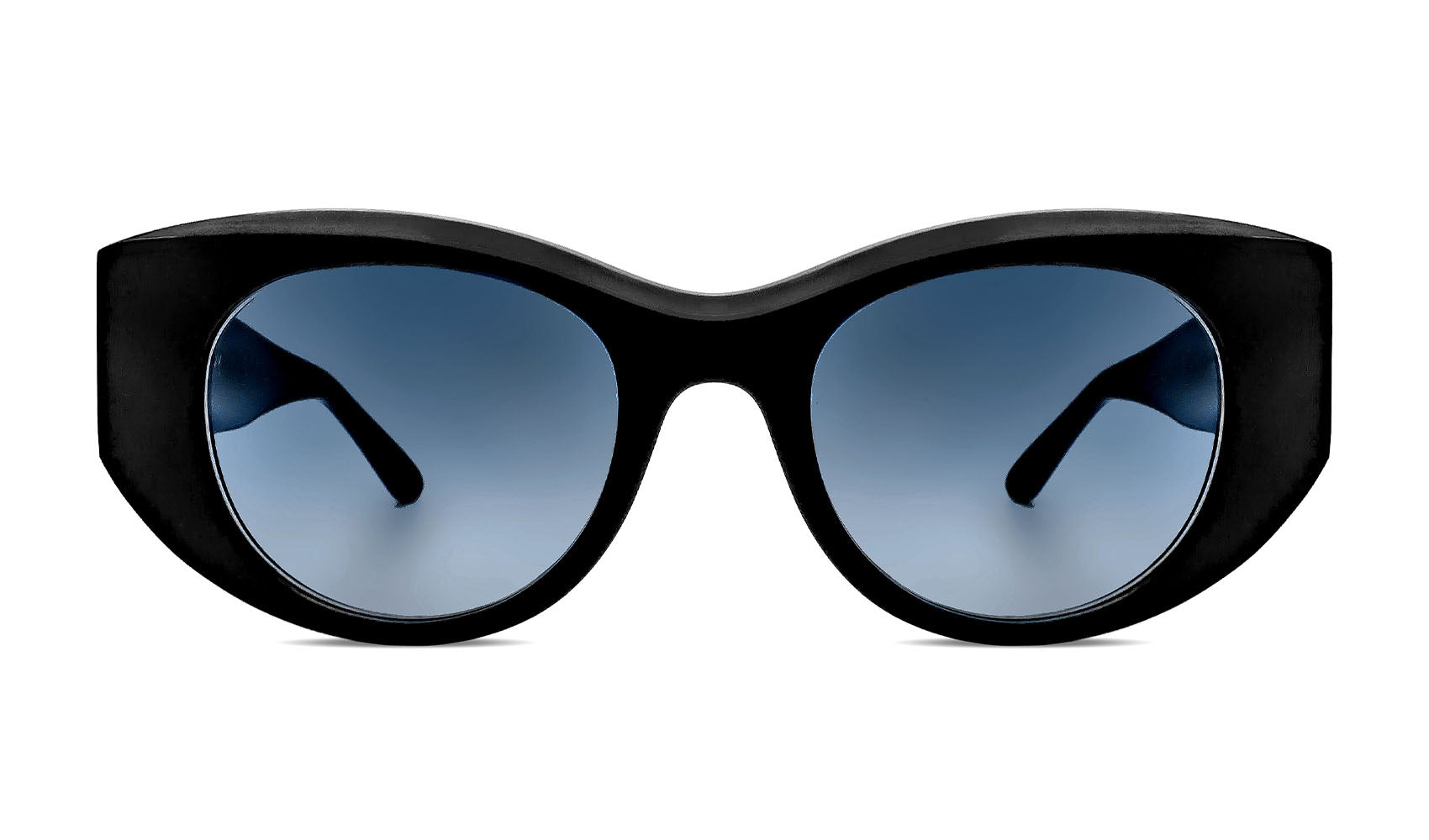 Thierry Lasry Spooky sunglasses with black frames and dark lenses, front view showcasing stylish, modern eyewear design.