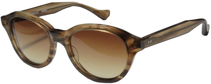 Close-up of DITA CORSICA sunglasses with black frames and dark tinted lenses, showcasing stylish and modern eyewear design.