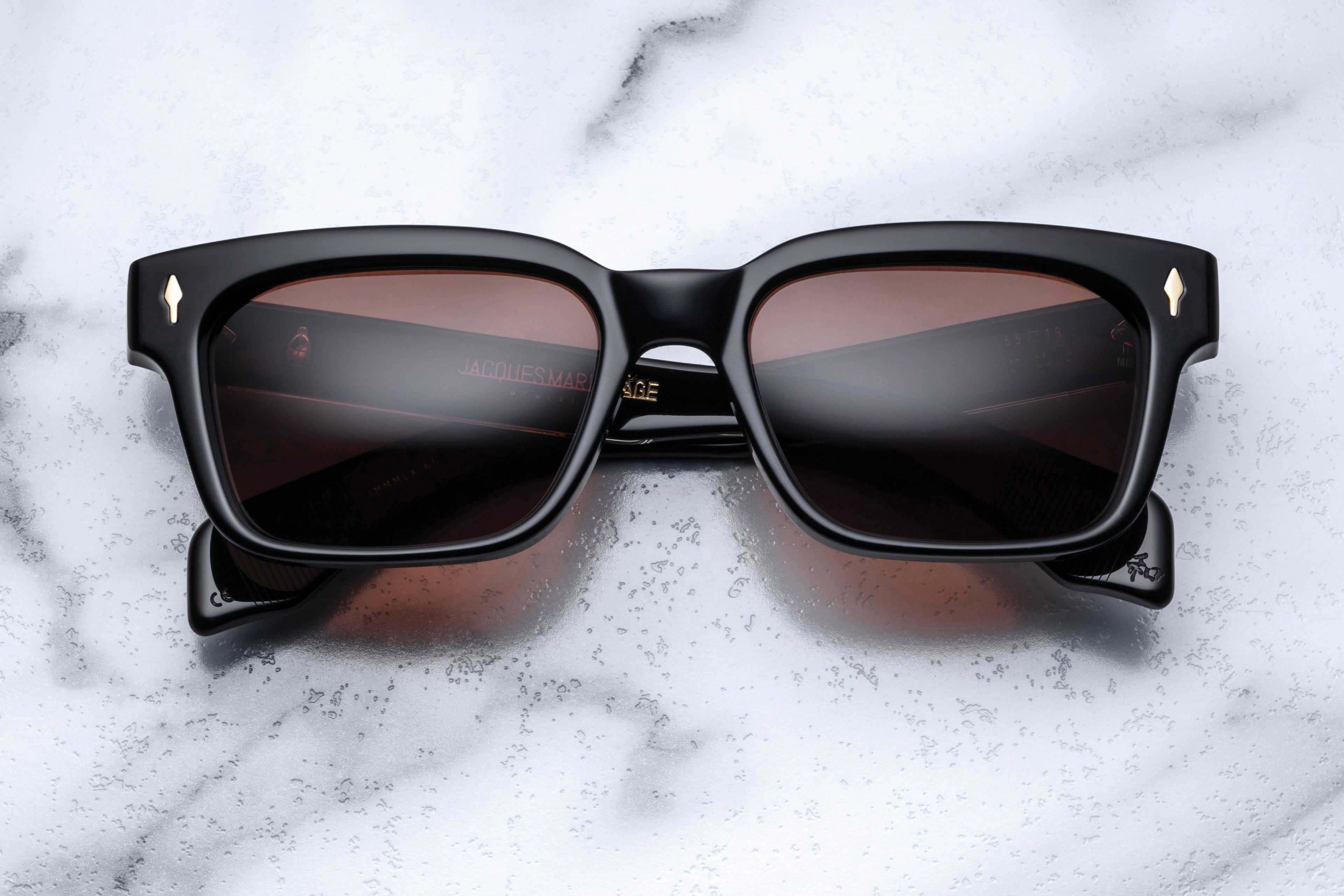 Jacques Marie Mage MOLINO 55 sunglasses with black frames and dark lenses, stylish eyewear for sun protection.