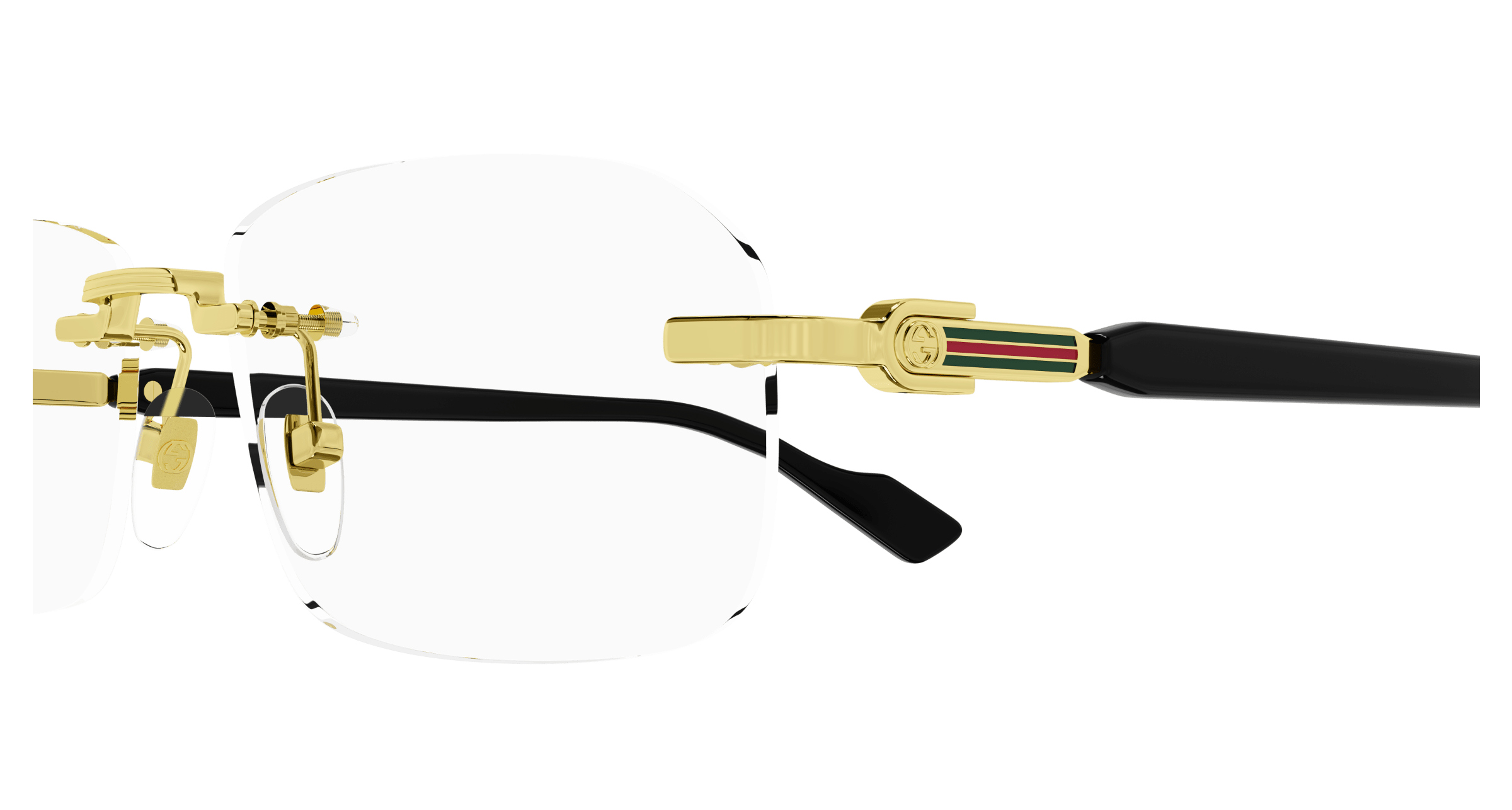 Gucci 1221O sunglasses with round black frames and dark tinted lenses, stylish eyewear accessory.