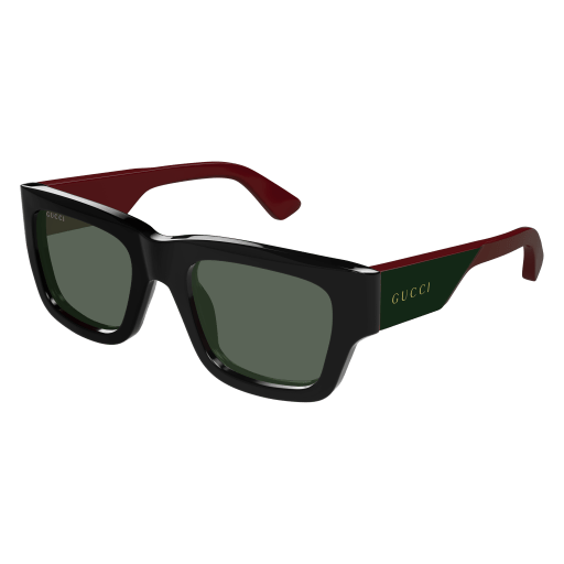 Gucci GG1668S sunglasses with black frames and dark tinted lenses on a white background