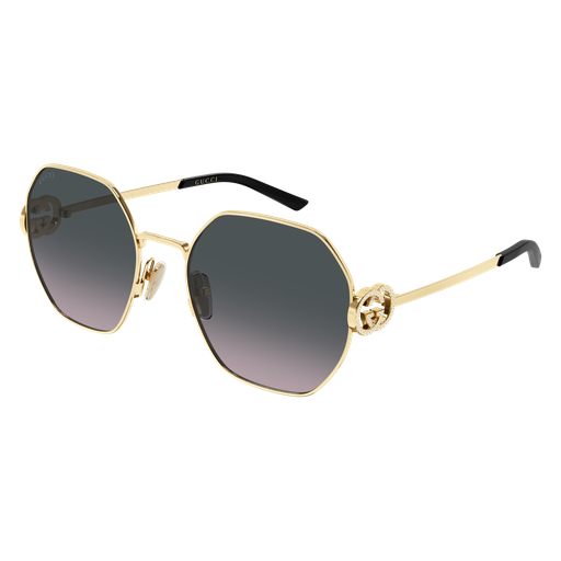 Gucci GG2046S sunglasses with black frames and dark tinted lenses, stylish and modern eyewear accessory.