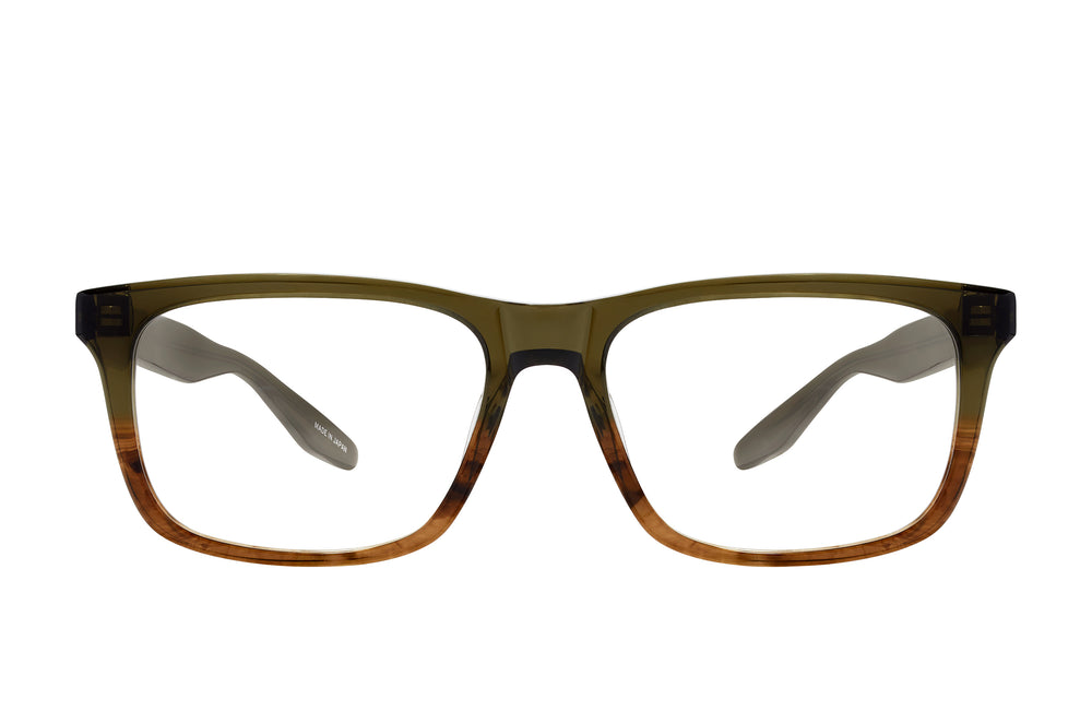 Barton Perreira Barragan sunglasses with olive wood frames, front view showing sleek design and natural wood grain texture.