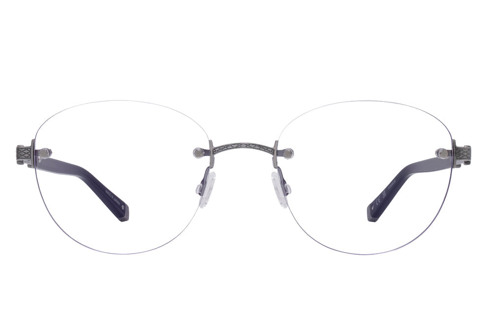 Barton Perreira Bennie black pewter eyeglasses with rectangular frames and sleek design, front view showing the stylish eyewear.