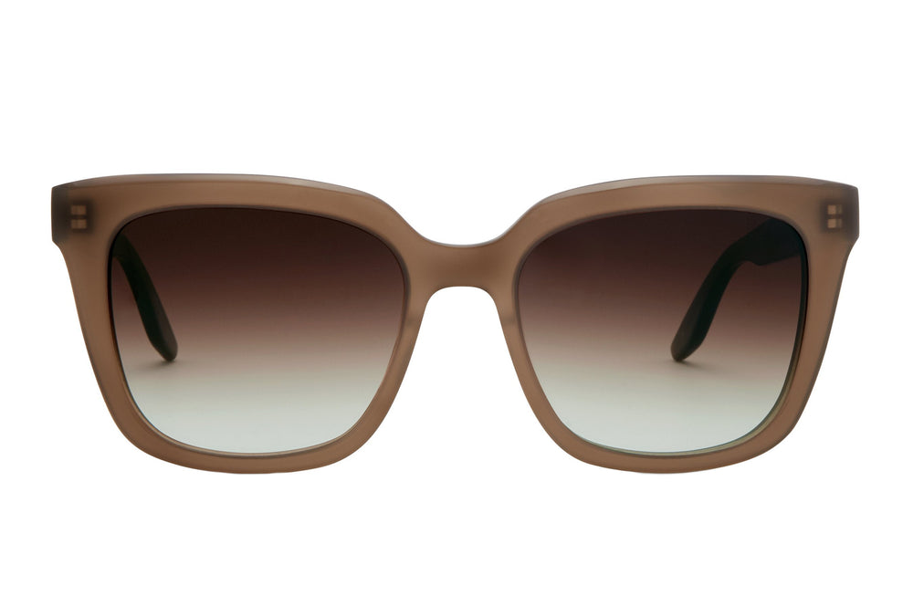 Barton Perreira Bolsha sunglasses with mocha frame, smoky topaz lenses, front view showing stylish design.