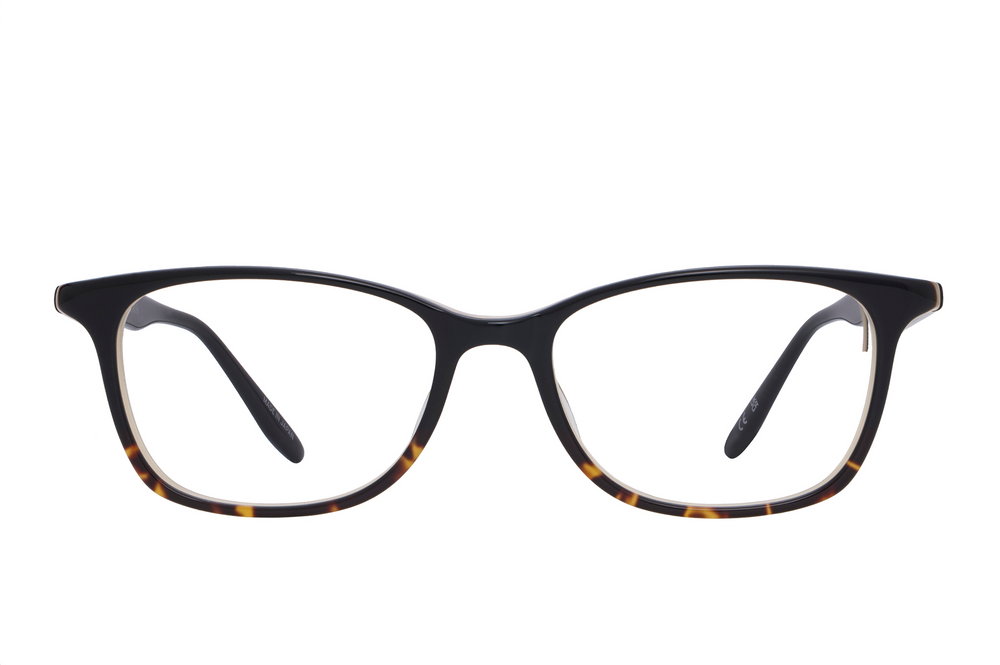 Barton Perreira Cassady 53 sunglasses with black tortoise gradient frames and clear lenses, front view showing rounded shape.