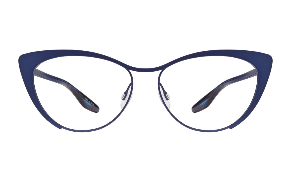 Barton Perreira Cheeky matte navy sunglasses with rounded frames and dark tinted lenses, front view.