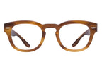 Barton Perreira Demarco sunglasses with umber tortoise acetate frames and silver accents, front view showing stylish design