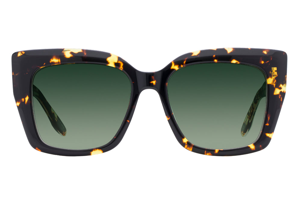 Barton Perreira Devine heroine chic sunglasses with gold Julep crystal accents and clear front lenses.