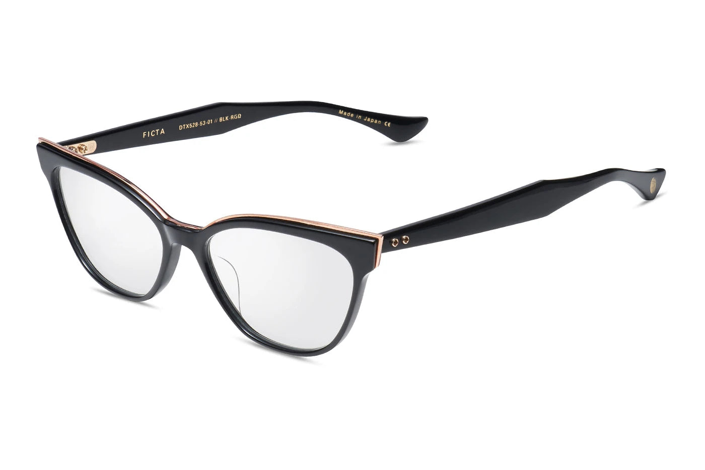 Dita FICTA eyeglasses with clear rectangular frames and silver temples, stylish and modern eyewear design.
