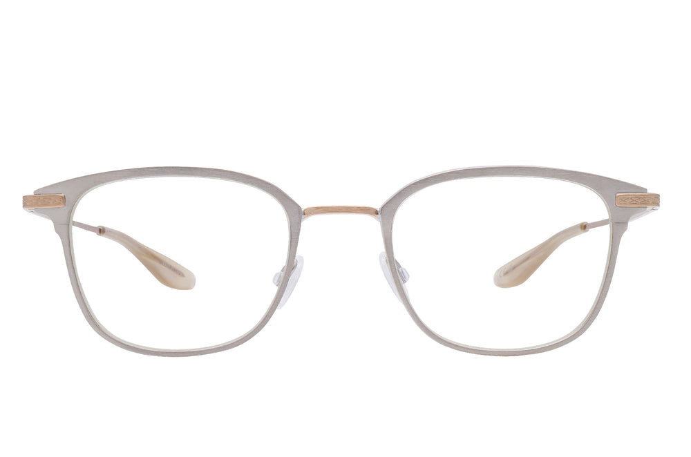 Barton Perreira Elvgren sunglasses with brushed silver and gold frames, front view showcasing stylish eyewear design.