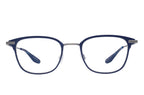 Barton Perreira ELVGREN matte navy pewter eyeglasses front view with sleek frame design and subtle branding details