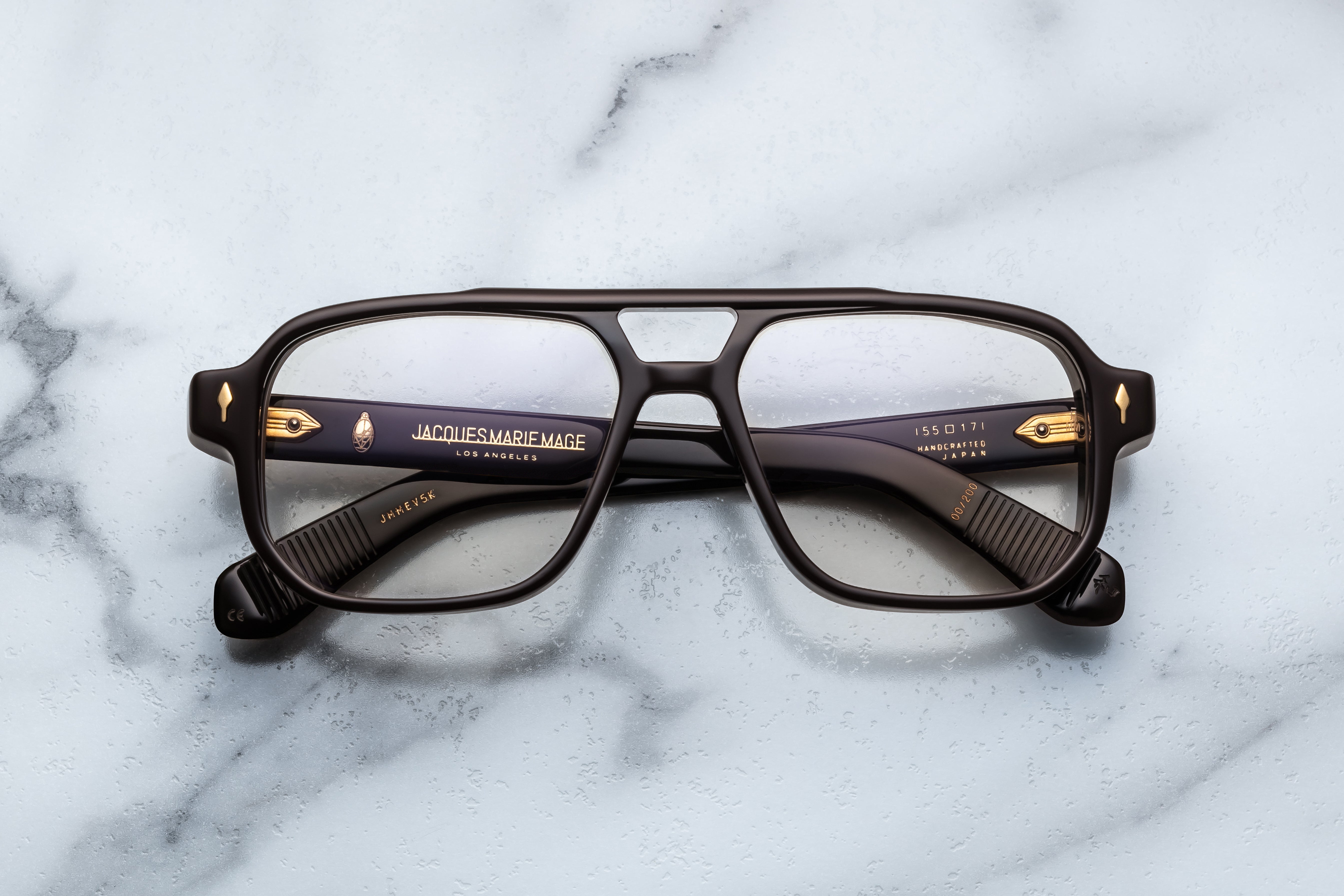 Jacques Marie Mage Evans RX optical glasses with walnut frame, front view showcasing stylish and high-quality design.