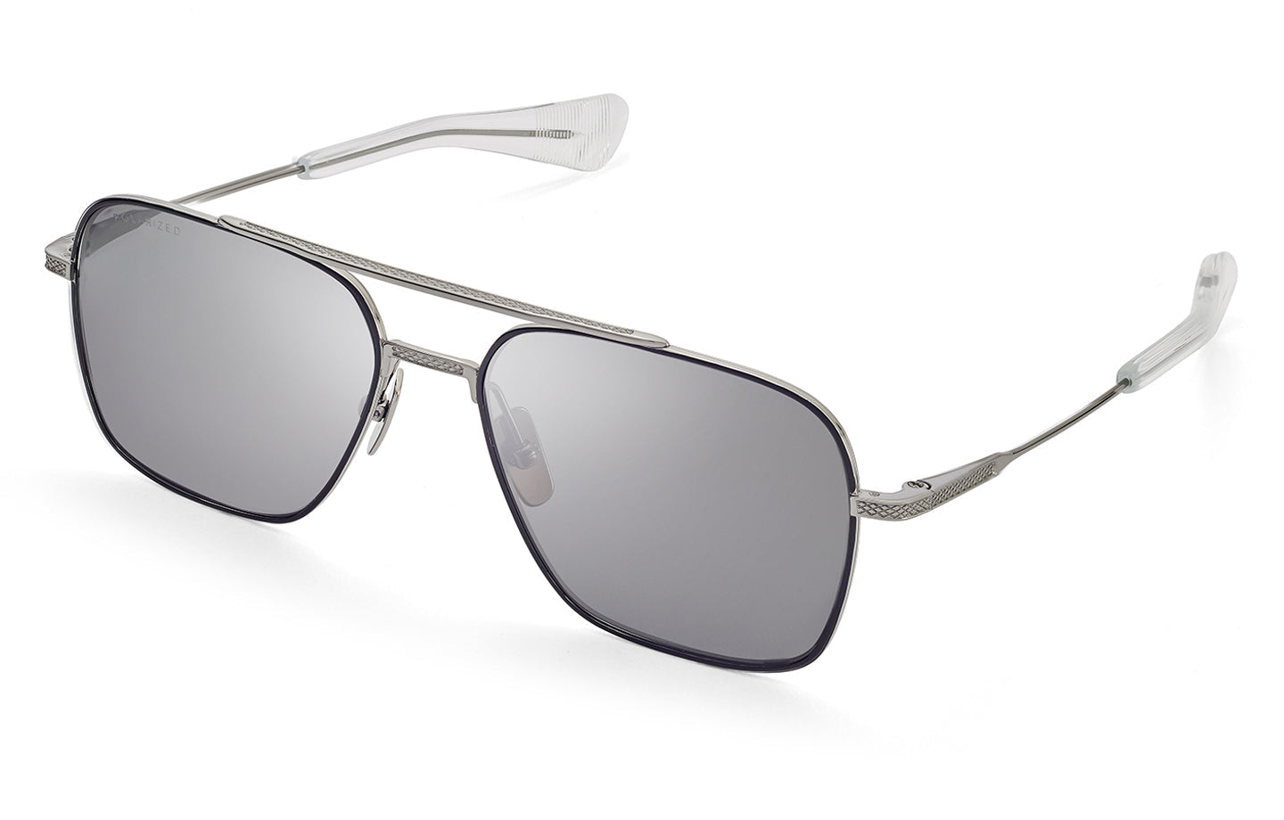 Dita Flight 7 sunglasses featuring black frames and dark tinted lenses, shown from an angled view.