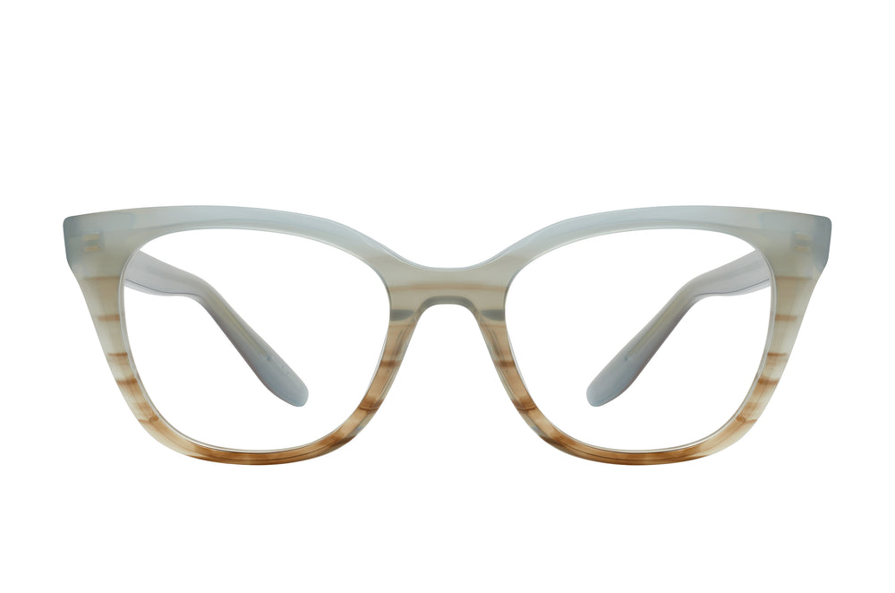 Barton Perreira GINNIE sunglasses with clear frame and stylish design, front view showing the elegant eyewear style.