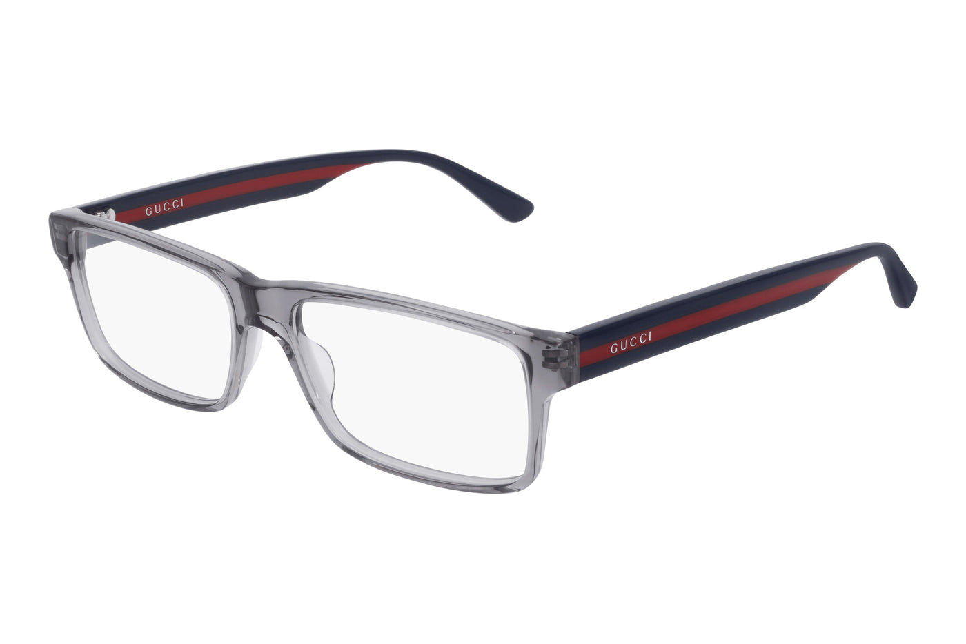 Close-up of Gucci 0752O sunglasses with black frames and dark lenses, showcasing the iconic Gucci GG logo on the temples.