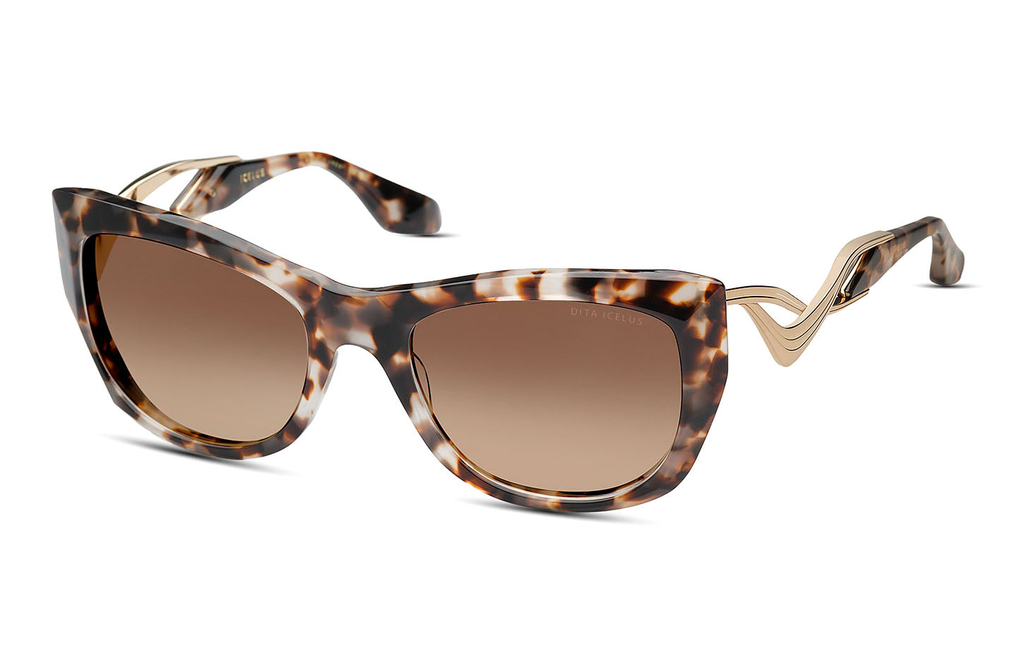 Dita ICELUS sunglasses with sleek black frames and dark lenses, shown at a stylish angle on a plain background.