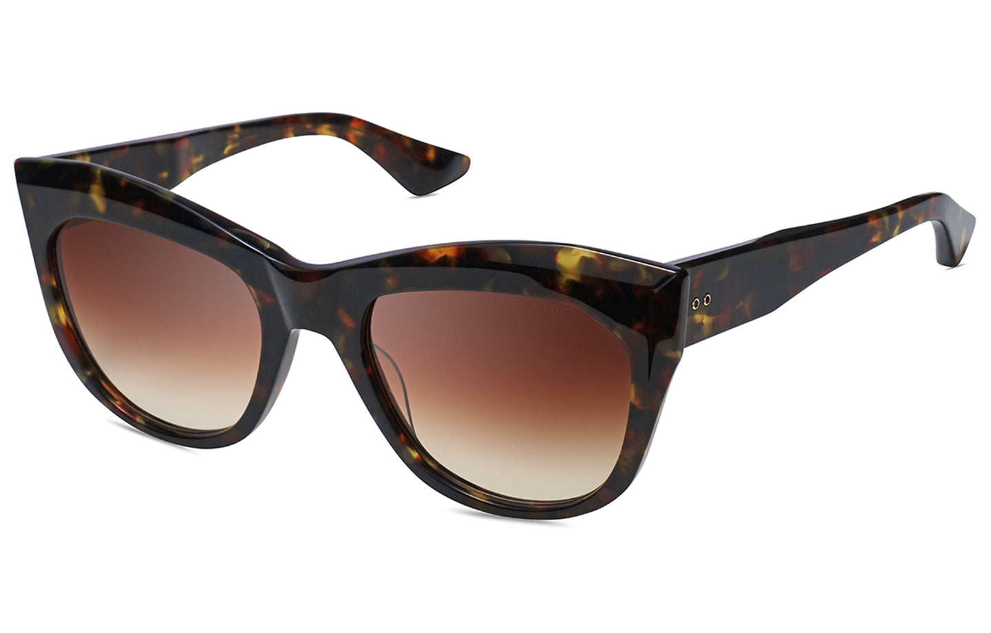 Dita KADER sunglasses with black frame and dark lenses, stylish eyewear shown from an angled side view.