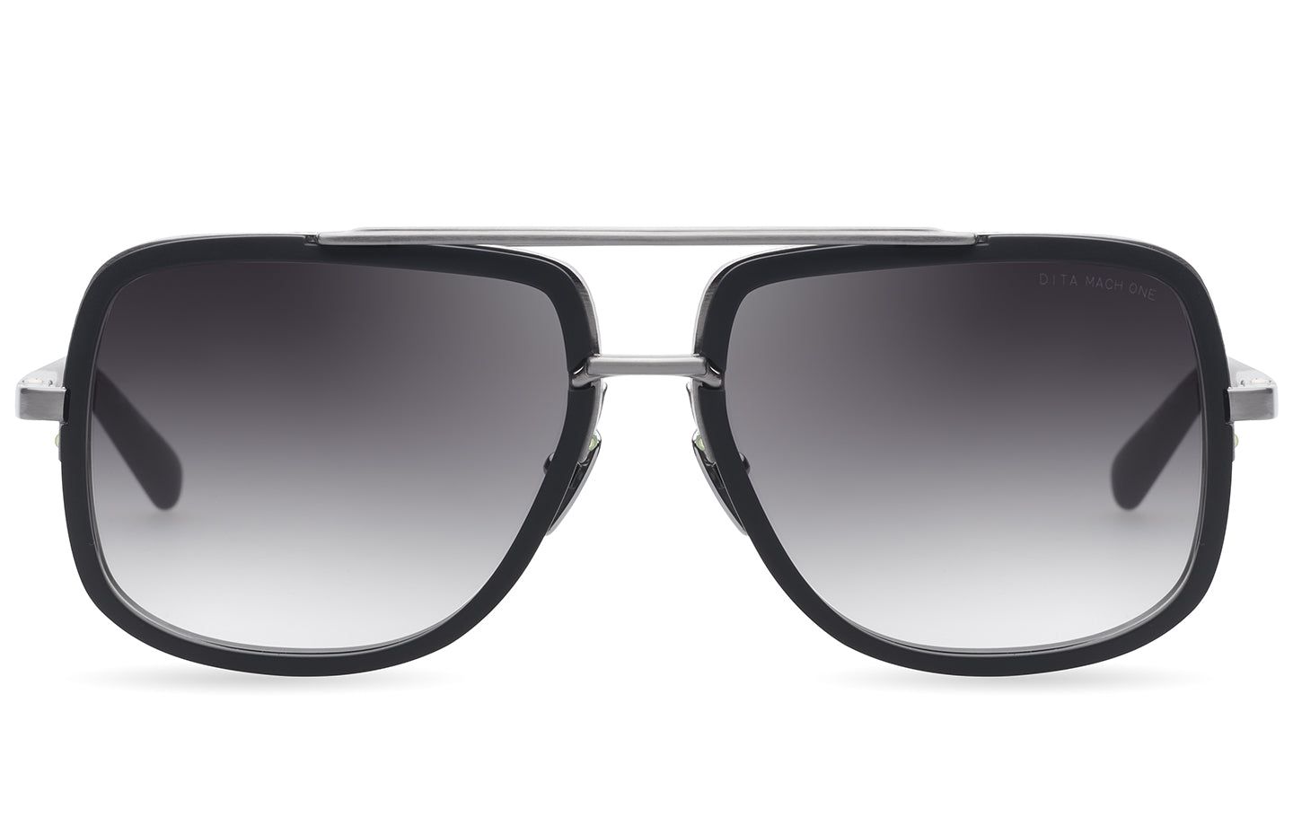 Black DITA MACH ONE sunglasses with sleek frame and dark lenses, front view showing stylish design and branding details.