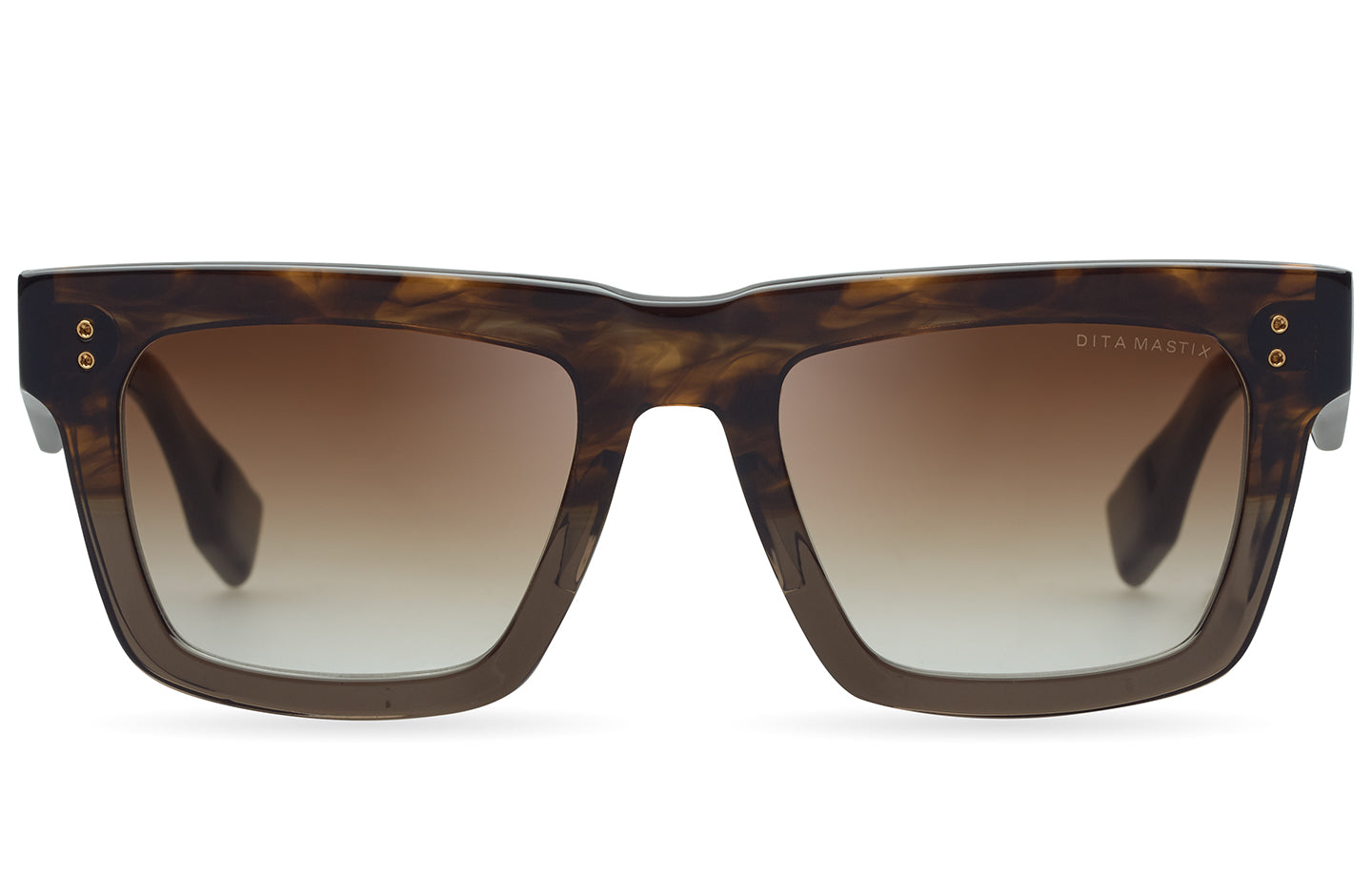 Dita MASTIX eyewear with clear front frame, featuring bold design and sleek temple arms, shown from the front view.