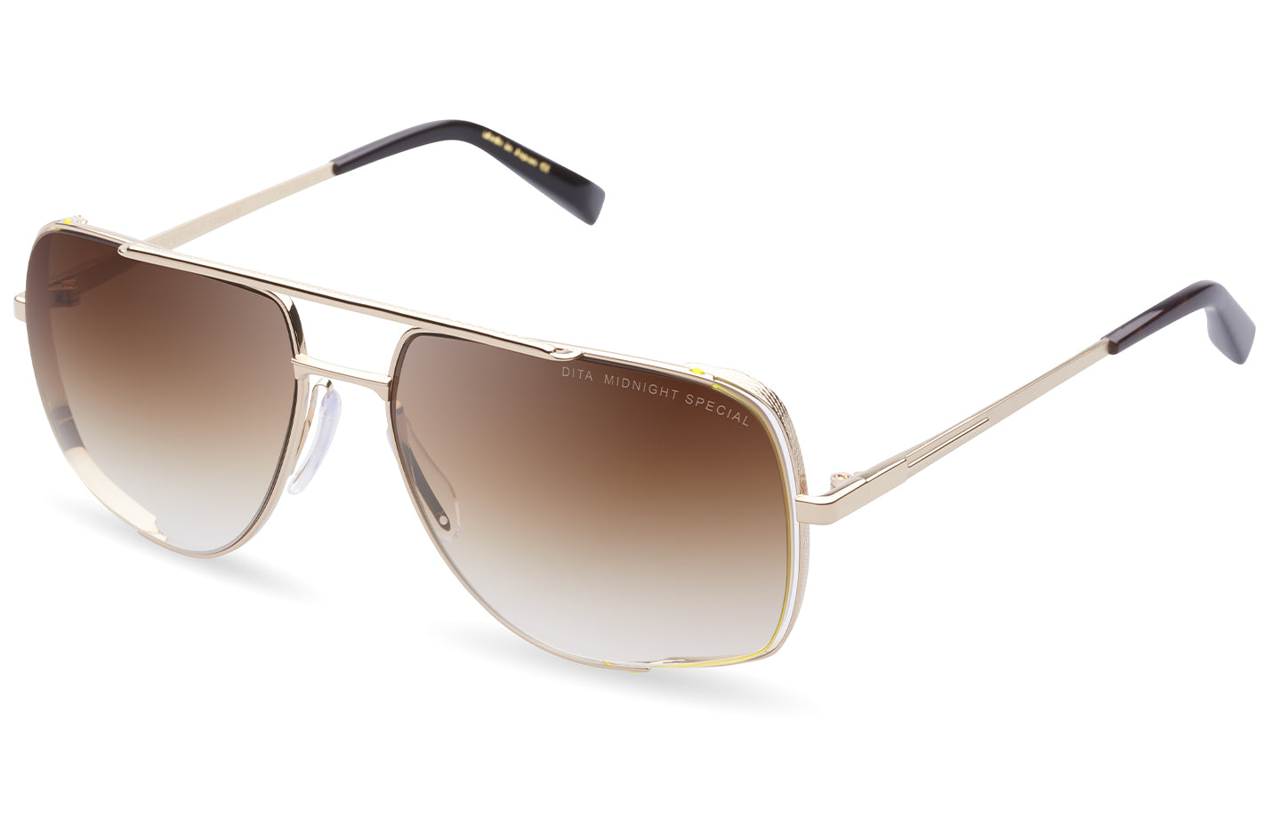Dita Midnight Special sunglasses with black frames and dark lenses, shown from an angled perspective.