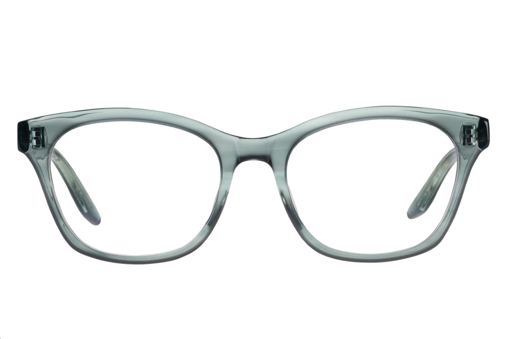 Barton Perreira Moira sunglasses with sunrise bay-colored rounded frames and clear lenses, front view image.