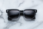 Jacques Marie Mage Molino 55 black sunglasses with sleek frame and tinted lenses, front view showing detailed design.